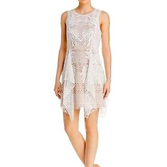 bcbg ivory lace dress BCBG Maxaria Dress Womens 6 Rose Whisper Ivory Lourie Lace Pearl Sweatheart  Maxi